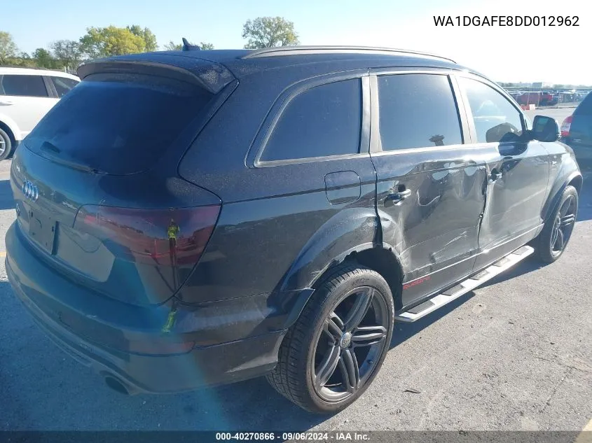 WA1DGAFE8DD012962 2013 Audi Q7 3.0T S Line Prestige