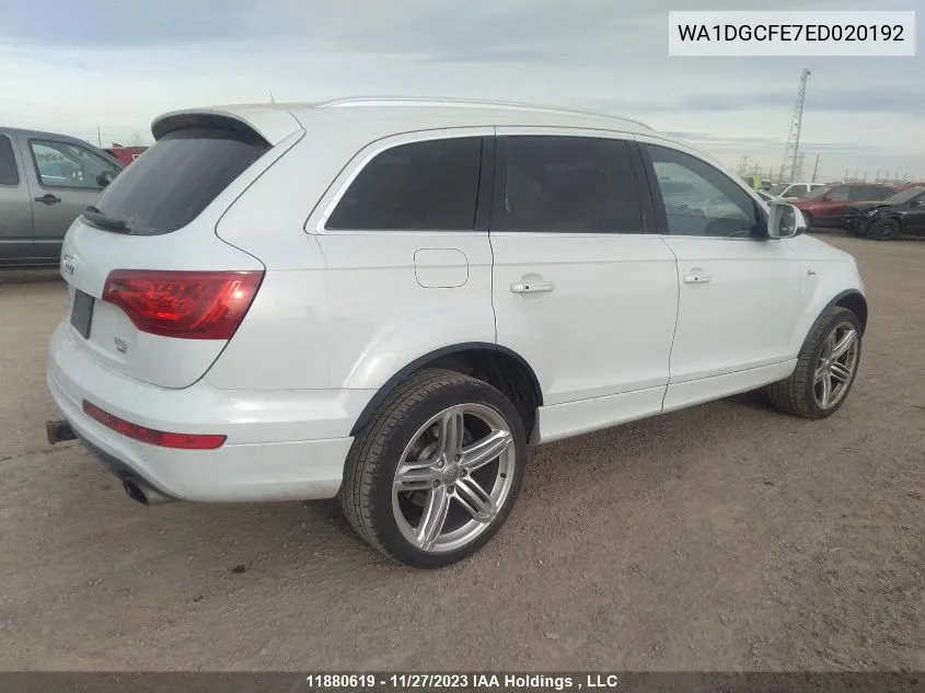 2014 Audi Q7 3.0T Sport VIN: WA1DGCFE7ED020192 Lot: 11880619