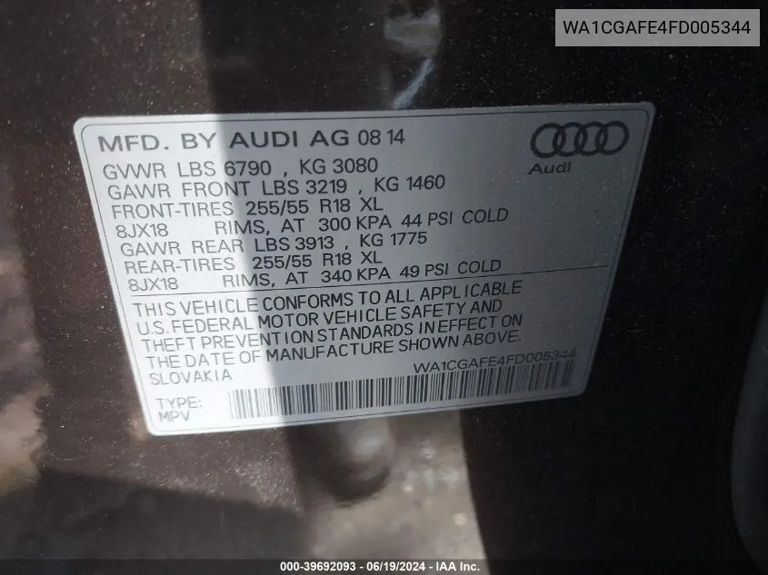 WA1CGAFE4FD005344 2015 Audi Q7 3.0T Premium