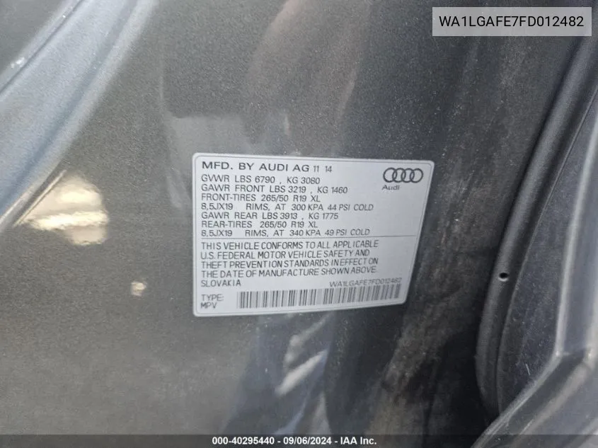 WA1LGAFE7FD012482 2015 Audi Q7