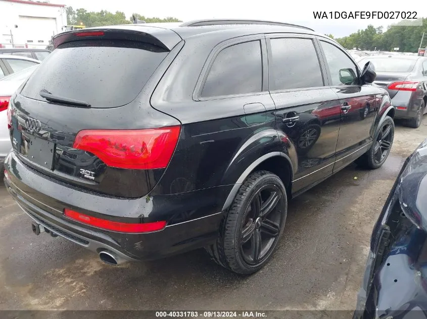 2015 Audi Q7 3.0T S Line Prestige VIN: WA1DGAFE9FD027022 Lot: 40331783