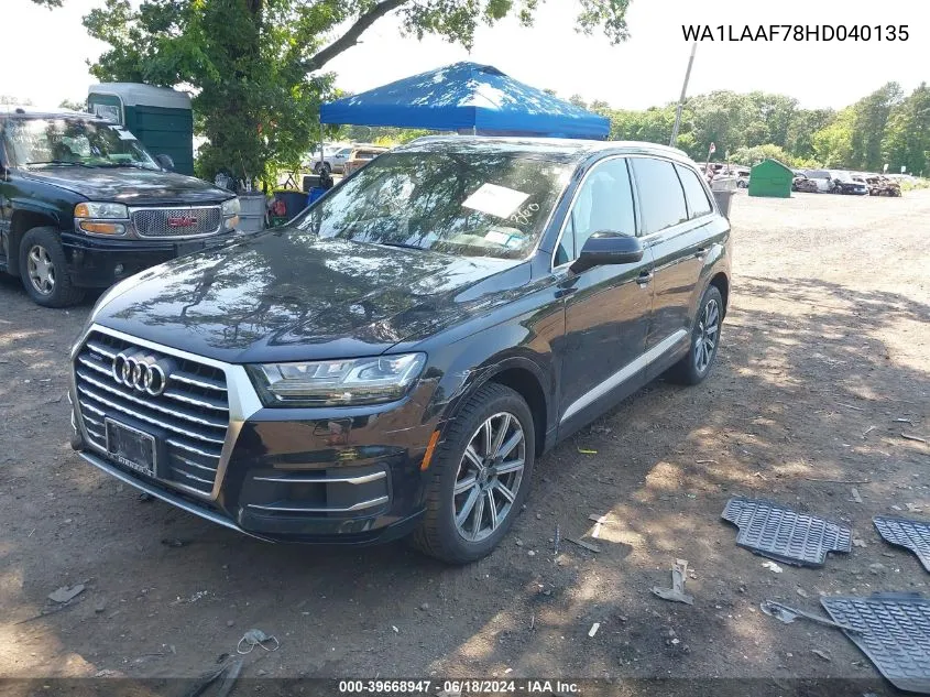 2017 Audi Q7 3.0T Premium VIN: WA1LAAF78HD040135 Lot: 39668947