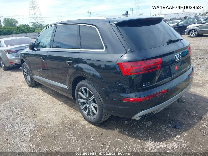 2017 Audi Q7 3.0T Premium VIN: WA1VAAF74HD039637 Lot: 39721458