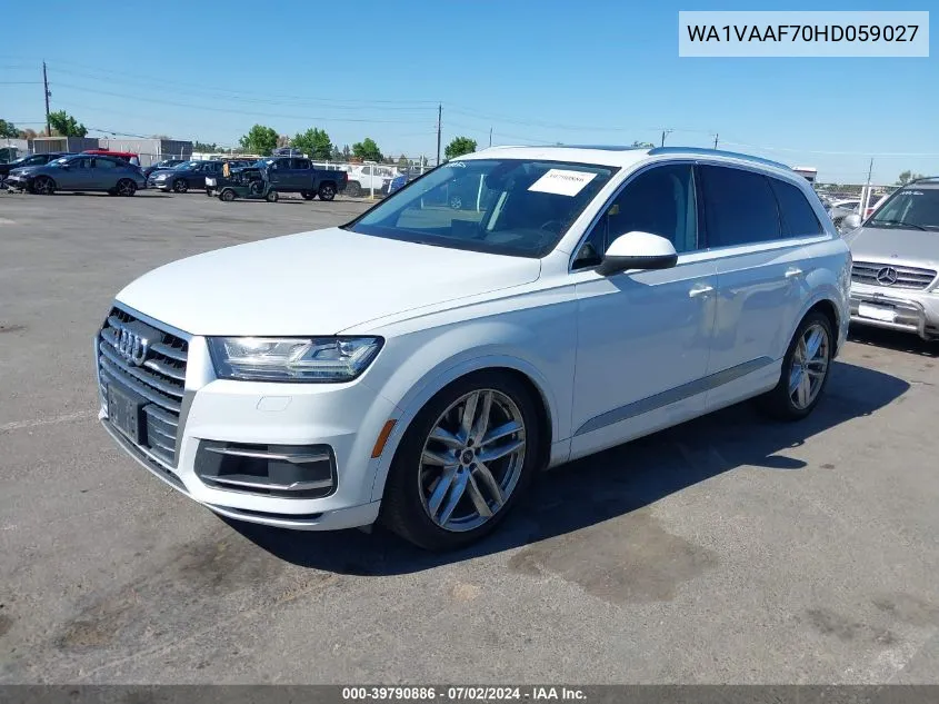 2017 Audi Q7 3.0T Premium VIN: WA1VAAF70HD059027 Lot: 39790886