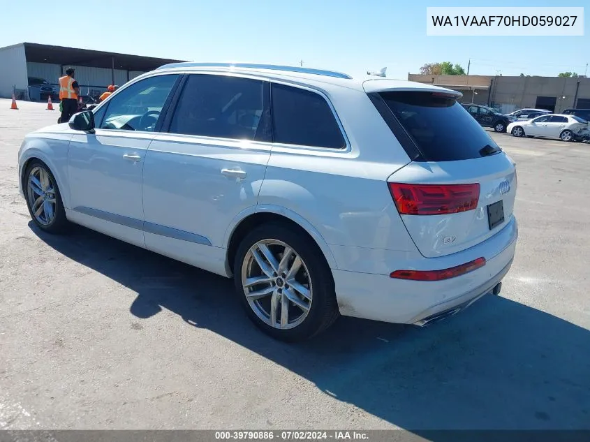 2017 Audi Q7 3.0T Premium VIN: WA1VAAF70HD059027 Lot: 39790886