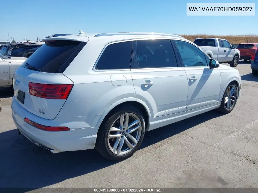 2017 Audi Q7 3.0T Premium VIN: WA1VAAF70HD059027 Lot: 39790886