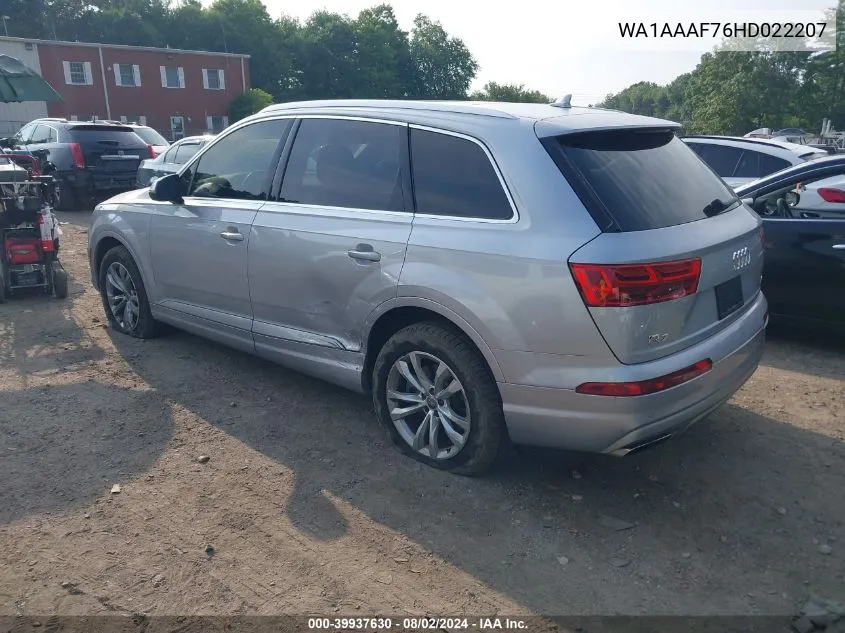 WA1AAAF76HD022207 2017 Audi Q7 3.0T Premium