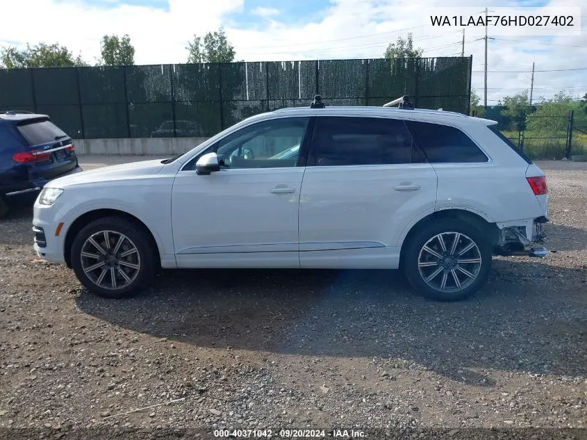 2017 Audi Q7 3.0T Premium VIN: WA1LAAF76HD027402 Lot: 40371042