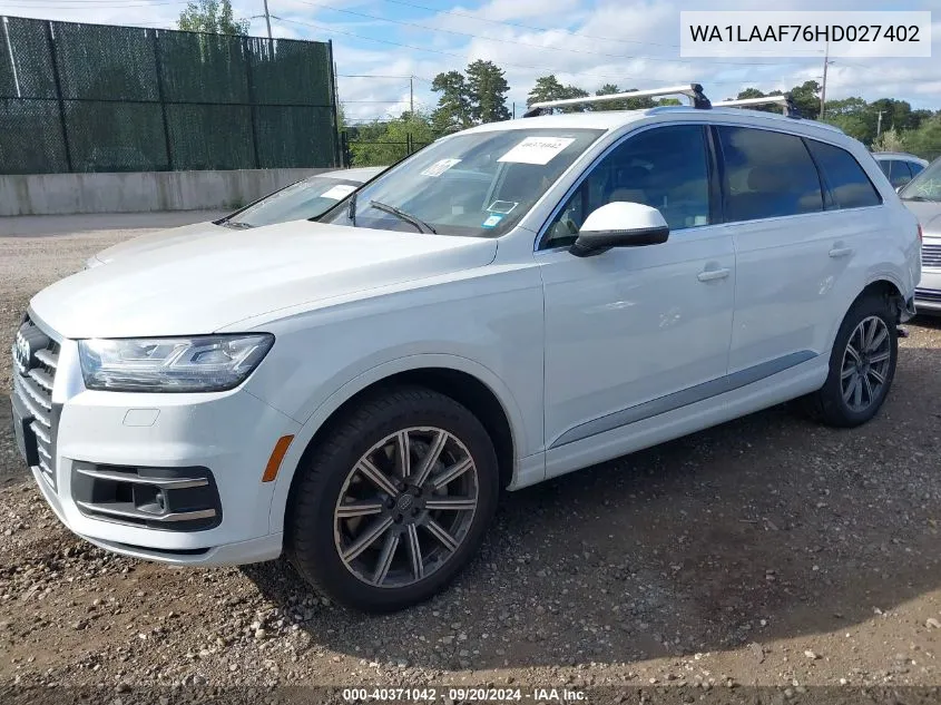 2017 Audi Q7 3.0T Premium VIN: WA1LAAF76HD027402 Lot: 40371042