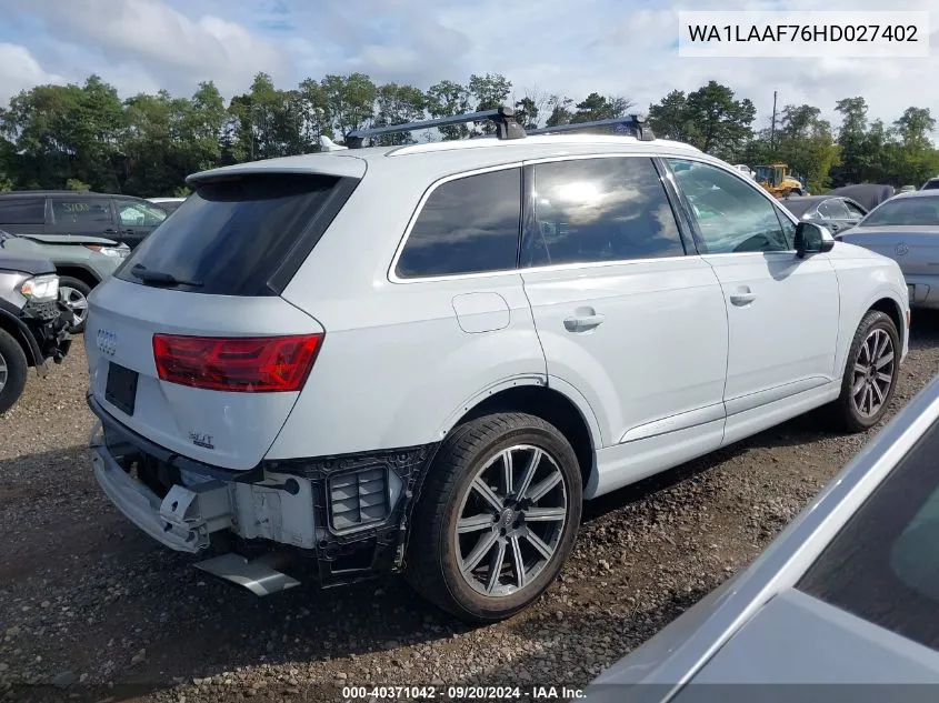 2017 Audi Q7 3.0T Premium VIN: WA1LAAF76HD027402 Lot: 40371042