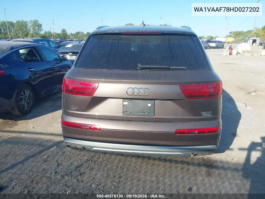 2017 Audi Q7 3.0T Premium VIN: WA1VAAF78HD027202 Lot: 40376130