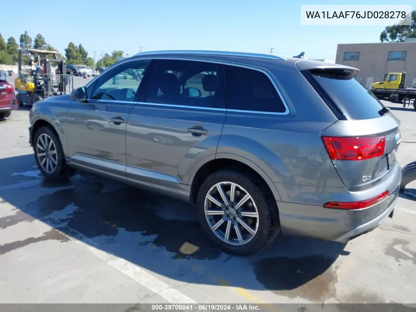 2018 Audi Q7 3.0T Premium VIN: WA1LAAF76JD028278 Lot: 39700041