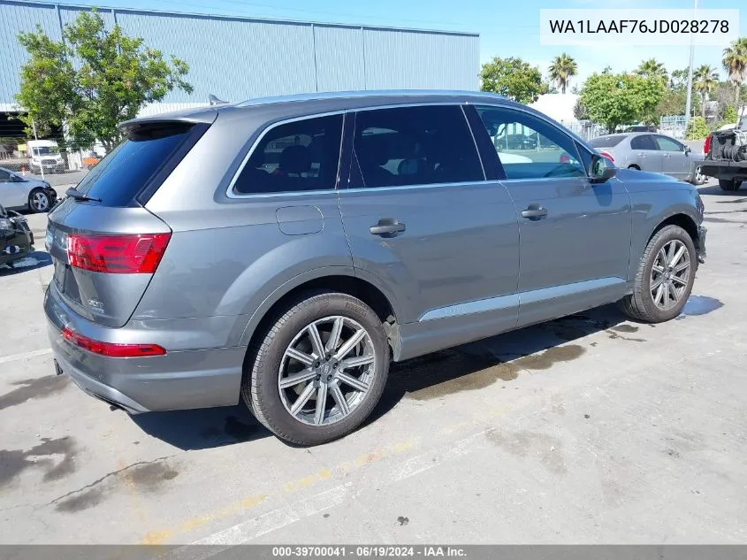 2018 Audi Q7 3.0T Premium VIN: WA1LAAF76JD028278 Lot: 39700041