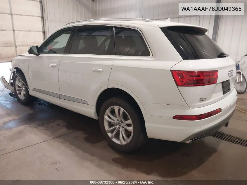 2018 Audi Q7 3.0T Premium VIN: WA1AAAF78JD049365 Lot: 39732380