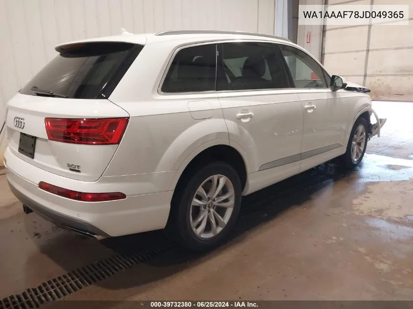 2018 Audi Q7 3.0T Premium VIN: WA1AAAF78JD049365 Lot: 39732380