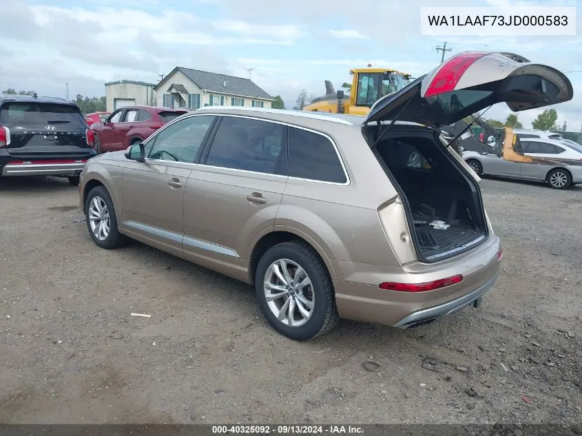 2018 Audi Q7 3.0T Premium VIN: WA1LAAF73JD000583 Lot: 40325092