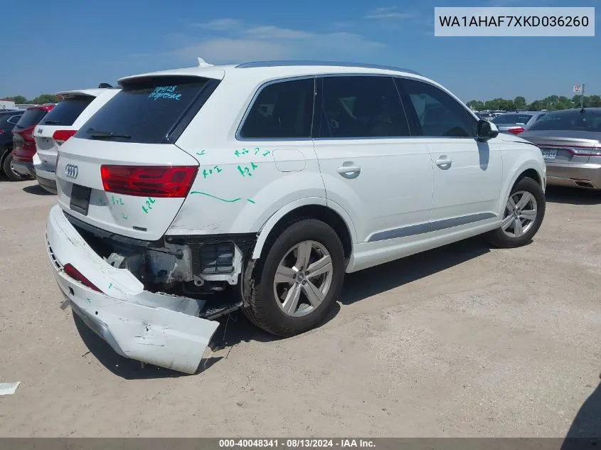 WA1AHAF7XKD036260 2019 Audi Q7 45 Se Premium/Premium