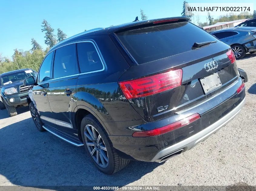 WA1LHAF71KD022174 2019 Audi Q7 45 Premium/45 Se Premium