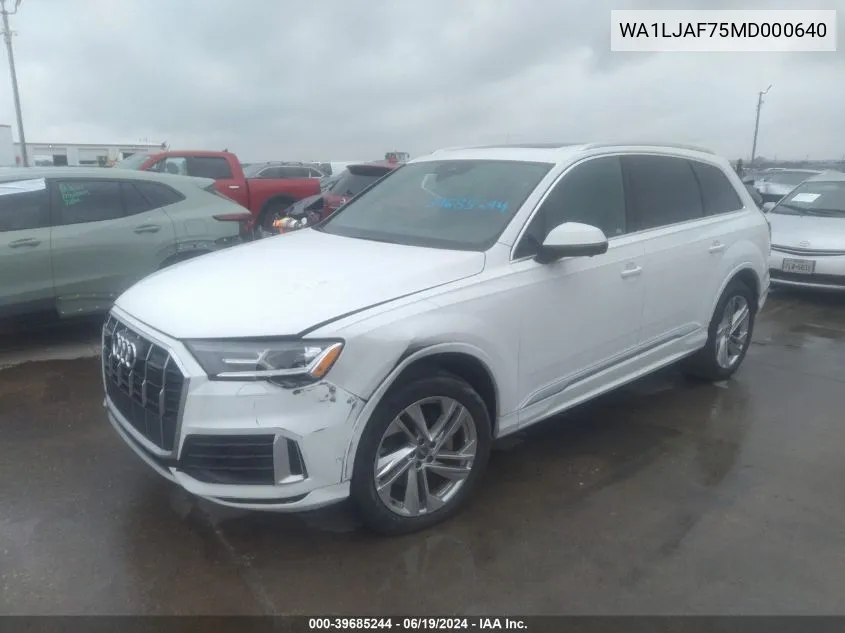 2021 Audi Q7 Premium Plus 45 Tfsi Quattro Tiptronic VIN: WA1LJAF75MD000640 Lot: 39685244