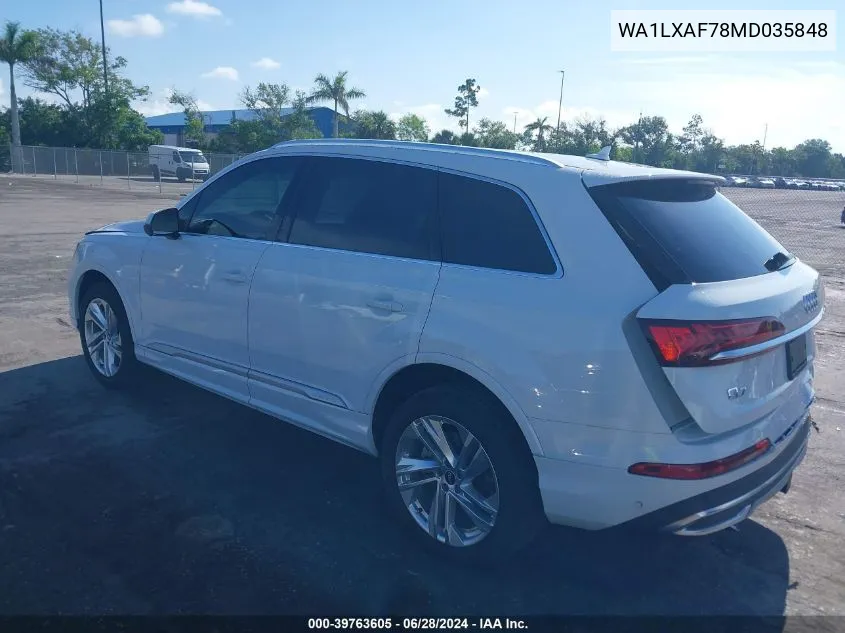 2021 Audi Q7 Premium Plus 55 Tfsi Quattro Tiptronic VIN: WA1LXAF78MD035848 Lot: 39763605