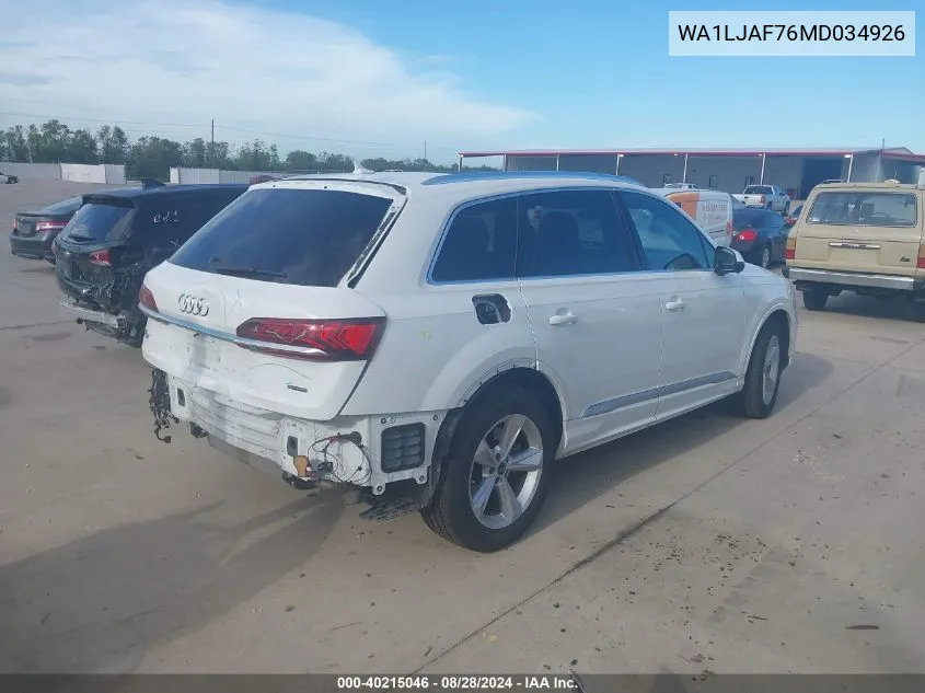 WA1LJAF76MD034926 2021 Audi Q7 Premium Plus 45 Tfsi Quattro Tiptronic