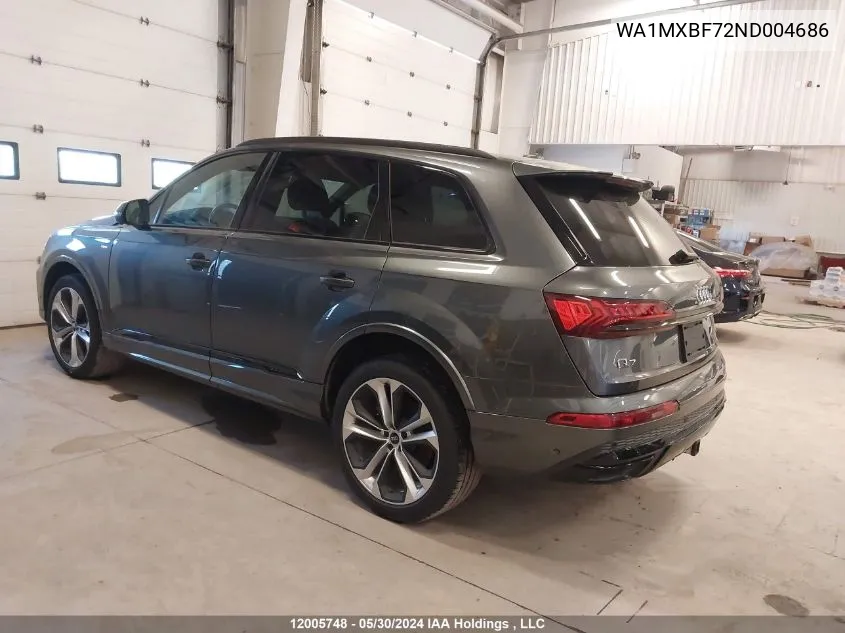 2022 Audi Q7 VIN: WA1MXBF72ND004686 Lot: 12005748