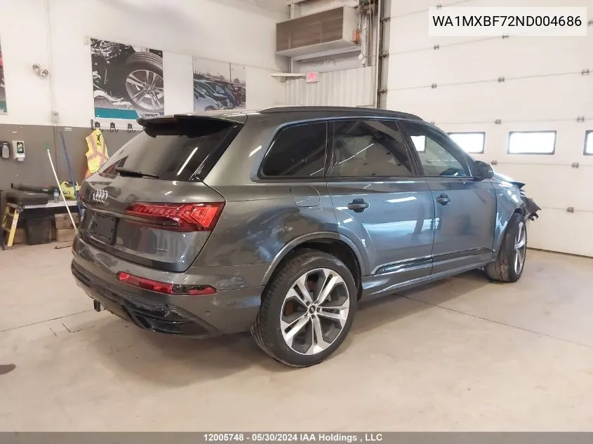 2022 Audi Q7 VIN: WA1MXBF72ND004686 Lot: 12005748