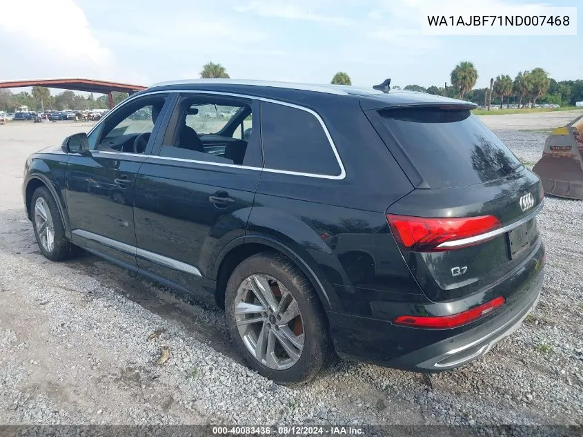 WA1AJBF71ND007468 2022 Audi Q7 Premium 45 Tfsi Quattro Tiptronic