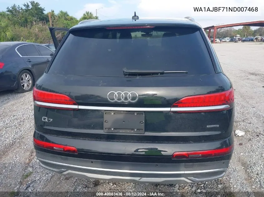 WA1AJBF71ND007468 2022 Audi Q7 Premium 45 Tfsi Quattro Tiptronic