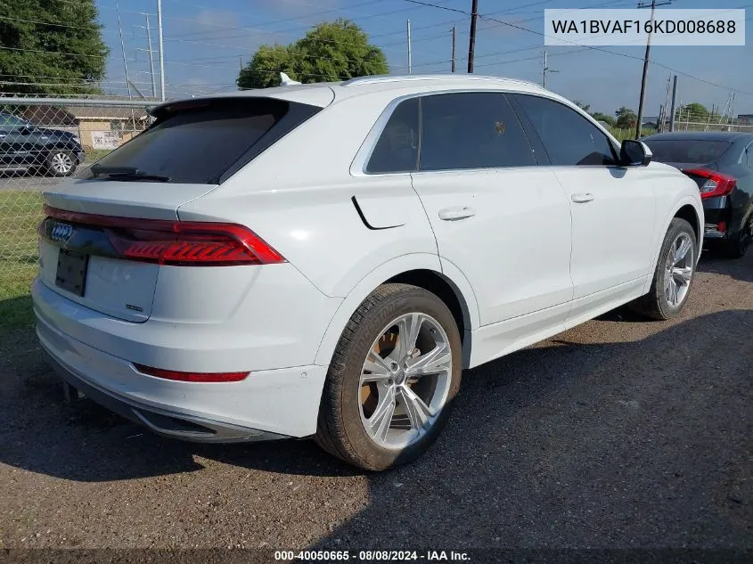 2019 Audi Q8 55 Premium VIN: WA1BVAF16KD008688 Lot: 40050665