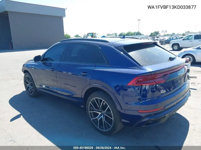 2019 Audi Q8 55 Premium VIN: WA1FVBF13KD033877 Lot: 40196028