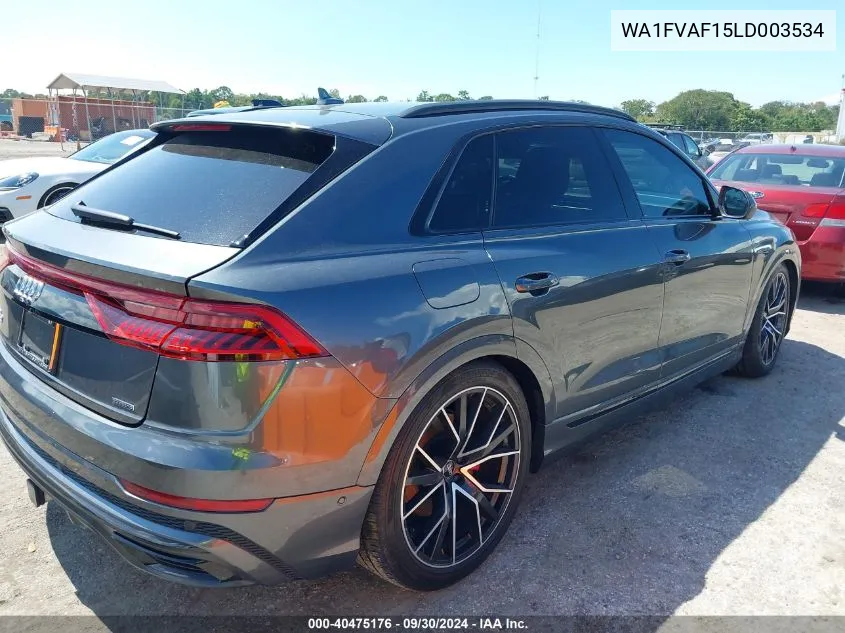 2020 Audi Q8 Prestige 55 Tfsi Quattro Tiptronic VIN: WA1FVAF15LD003534 Lot: 40475176