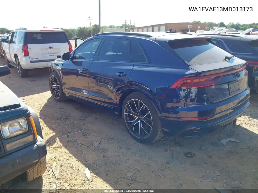2021 Audi Q8 Prestige 55 Tfsi Quattro Tiptronic VIN: WA1FVAF13MD013173 Lot: 44906463