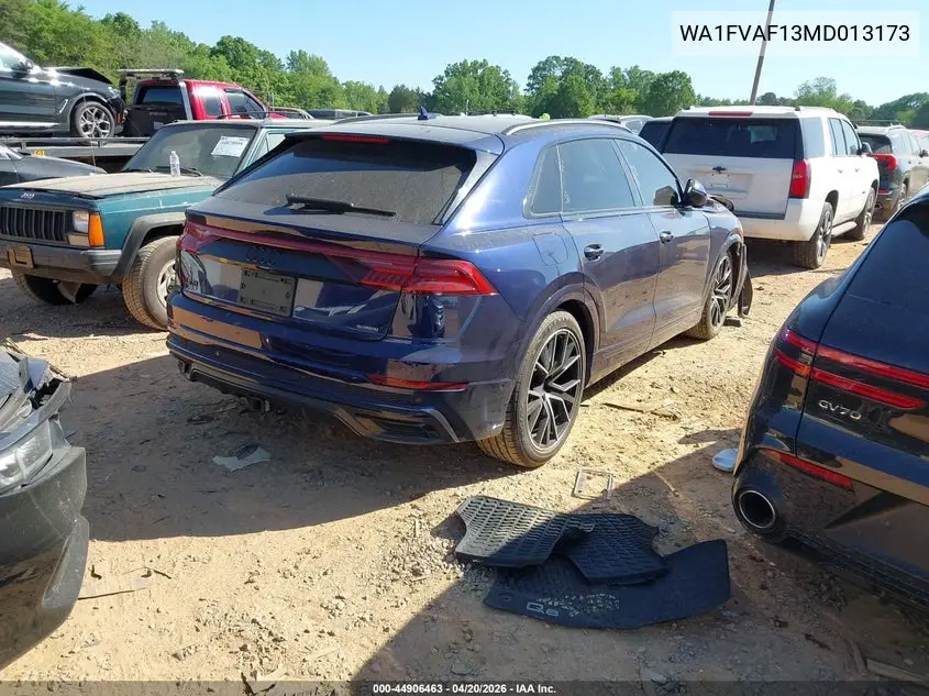 2021 Audi Q8 Prestige 55 Tfsi Quattro Tiptronic VIN: WA1FVAF13MD013173 Lot: 44906463