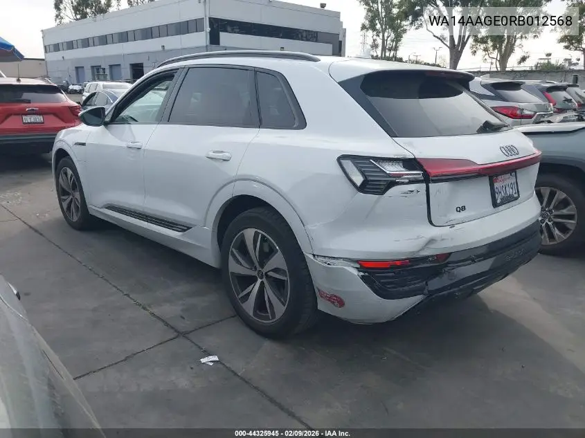 WA14AAGE0RB012568 2024 Audi Q8 E-Tron Premium Quattro