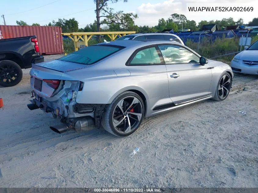 2019 Audi Rs 5 2.9T VIN: WUAPWAF52KA902669 Lot: 38046896