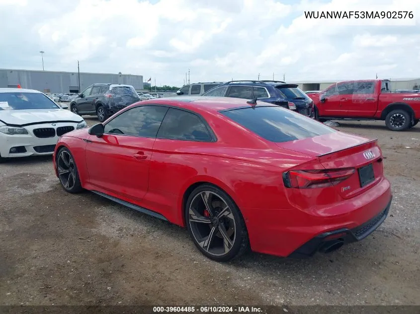 2021 Audi Rs 5 Tfsi Quattro Tiptronic VIN: WUANWAF53MA902576 Lot: 39604485