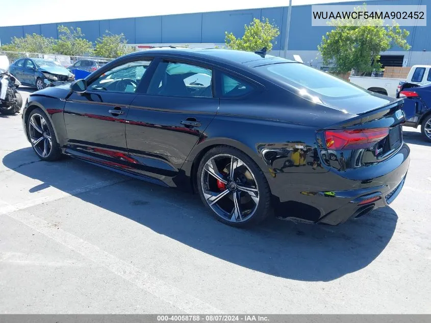 2021 Audi Rs 5 Sportback Tfsi Quattro Tiptronic VIN: WUAAWCF54MA902452 Lot: 40058788