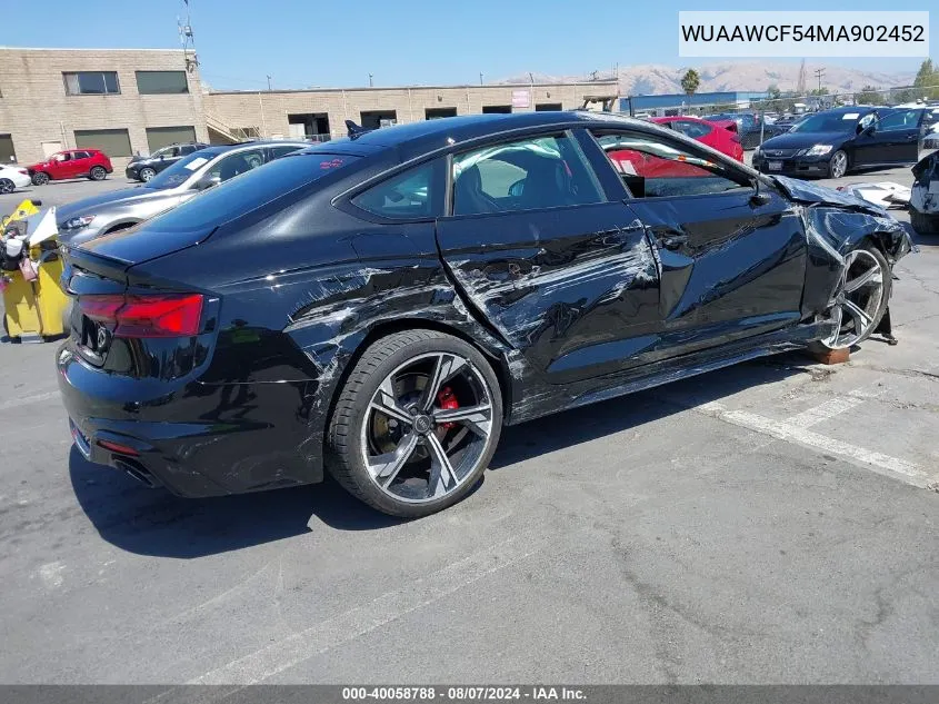 2021 Audi Rs 5 Sportback Tfsi Quattro Tiptronic VIN: WUAAWCF54MA902452 Lot: 40058788