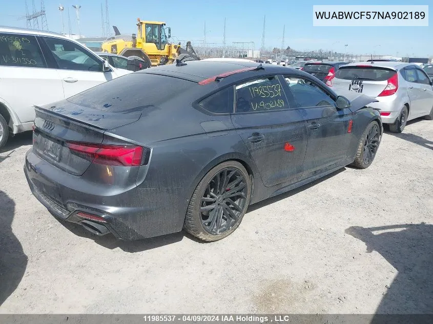 2022 Audi Rs5 VIN: WUABWCF57NA902189 Lot: 11985537