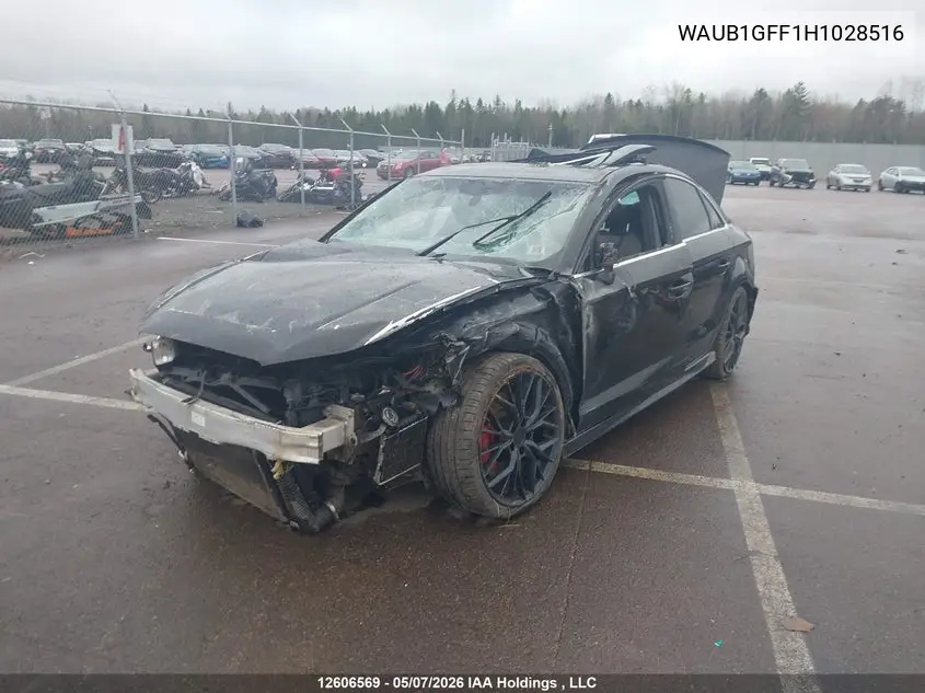 2017 Audi S3 2.0T Progressiv VIN: WAUB1GFF1H1028516 Lot: 12606569
