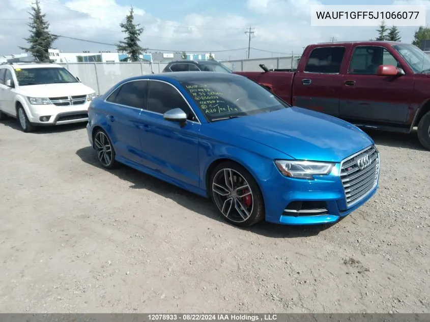 WAUF1GFF5J1066077 2018 Audi S3 Sedan