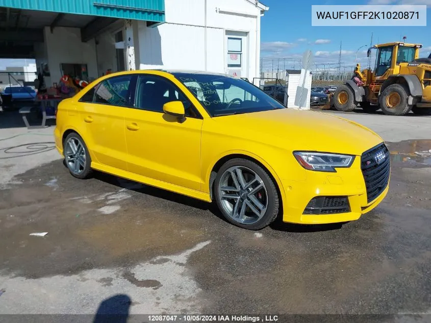 WAUF1GFF2K1020871 2019 Audi S3 Sedan