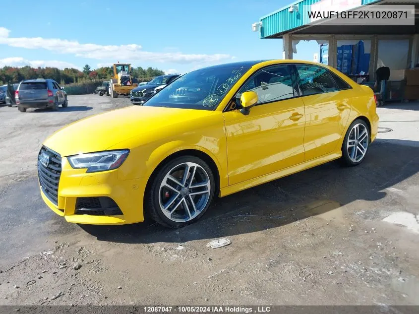 WAUF1GFF2K1020871 2019 Audi S3 Sedan