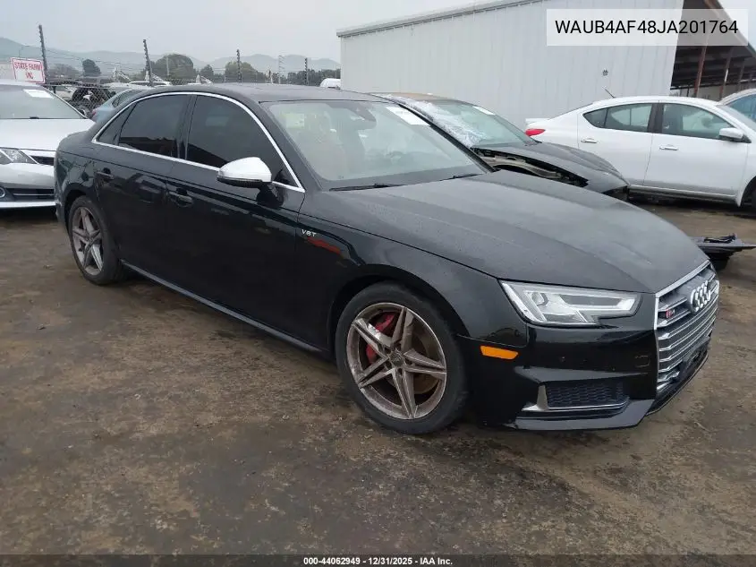 2018 Audi S4 3.0T Premium Plus VIN: WAUB4AF48JA201764 Lot: 44062949
