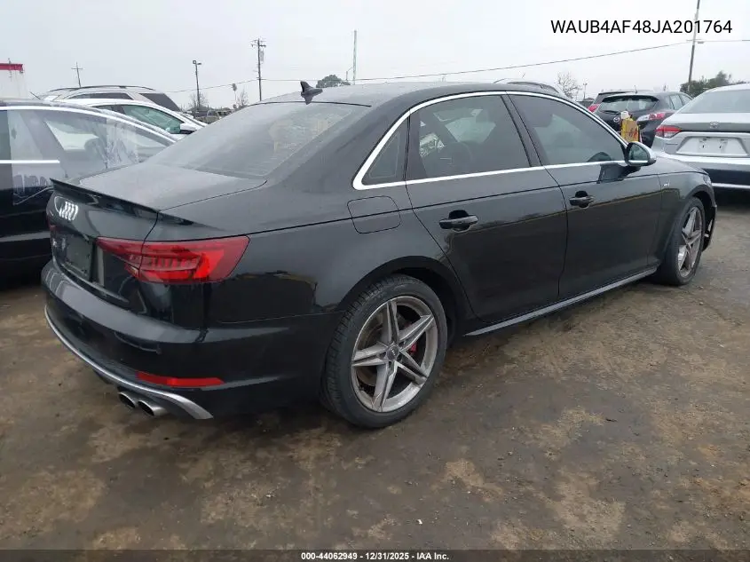 2018 Audi S4 3.0T Premium Plus VIN: WAUB4AF48JA201764 Lot: 44062949