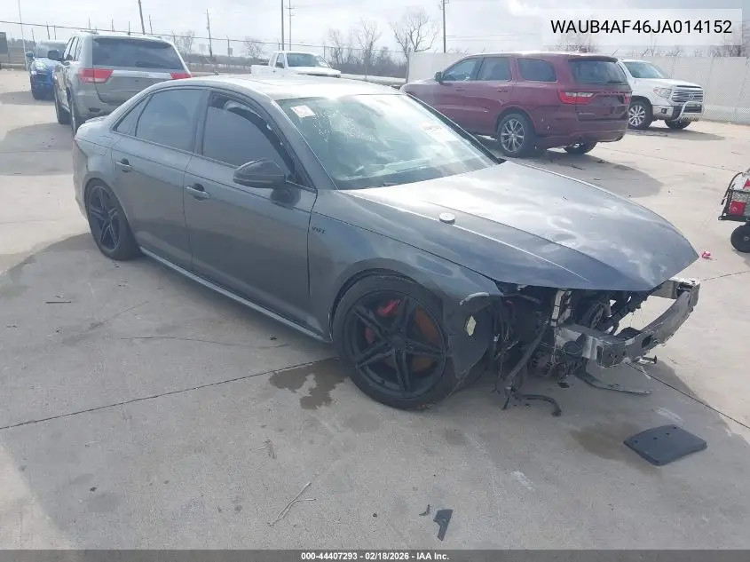 2018 Audi S4 3.0T Premium Plus VIN: WAUB4AF46JA014152 Lot: 44407293