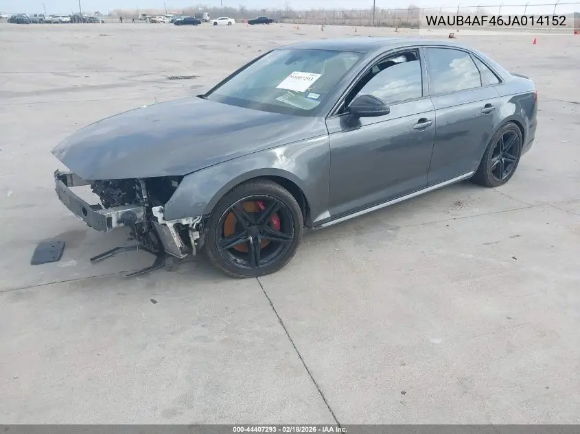 2018 Audi S4 3.0T Premium Plus VIN: WAUB4AF46JA014152 Lot: 44407293