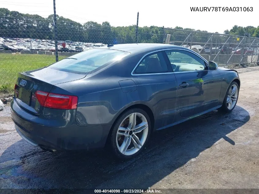 2009 Audi S5 4.2L VIN: WAURV78T69A031063 Lot: 40140098