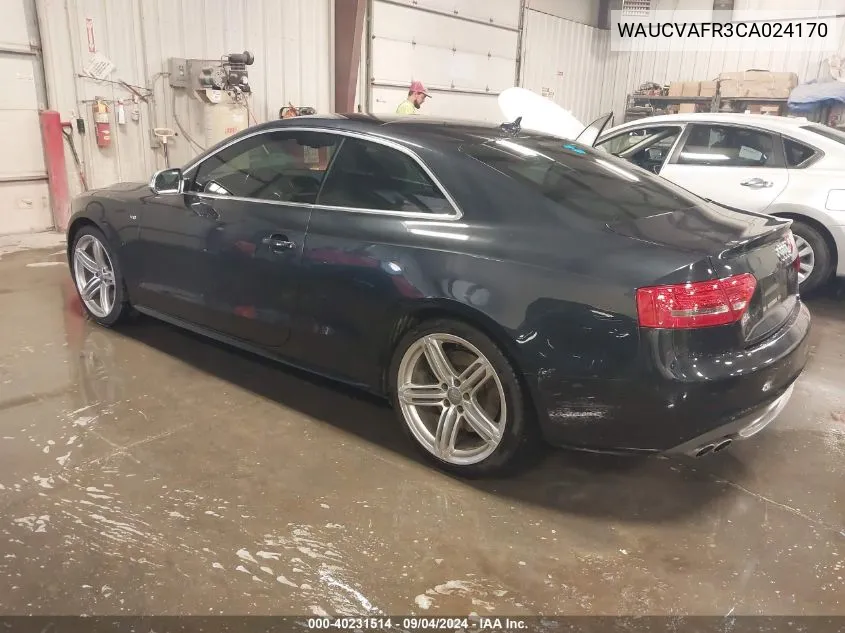 2012 Audi S5 4.2 Premium Plus VIN: WAUCVAFR3CA024170 Lot: 40231514